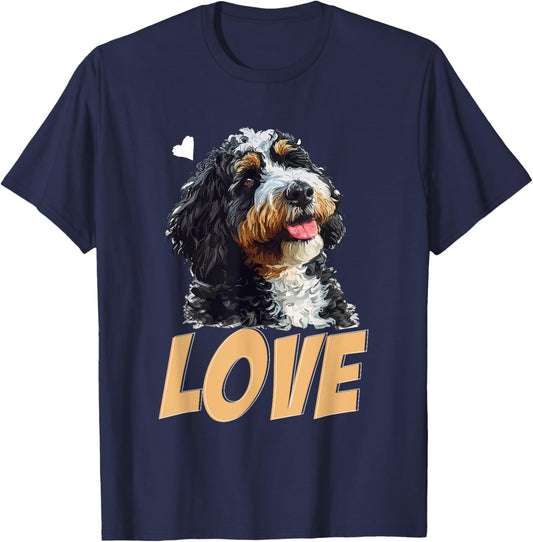 Bernedoodle Dog Breed Pet LOVE Men Women Girls Kids T-Shirt - T-Shirt | Navy