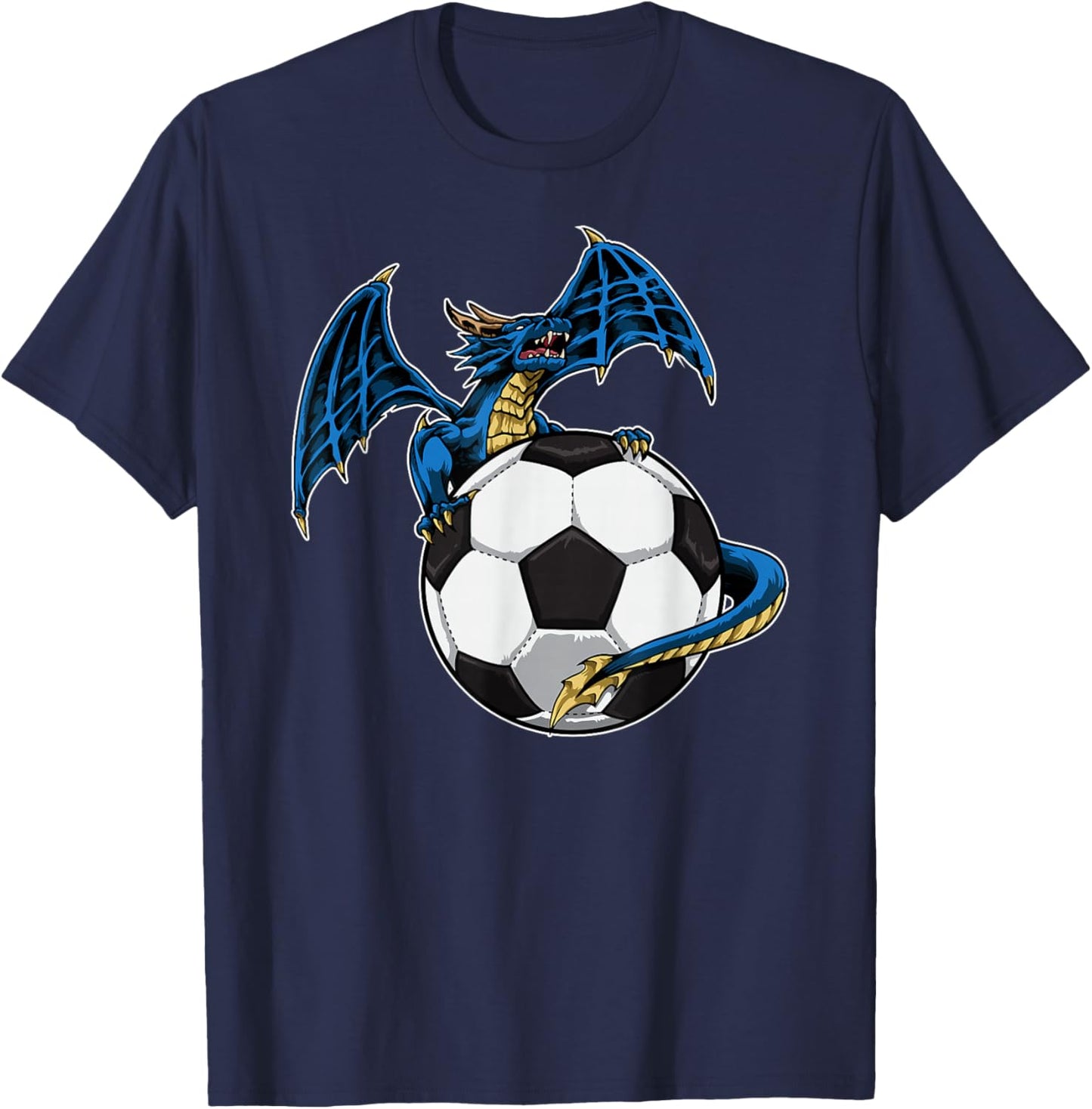 Cool Soccer Dragon Sitting On Soccer Ball T-Shirt - T-Shirt | Navy