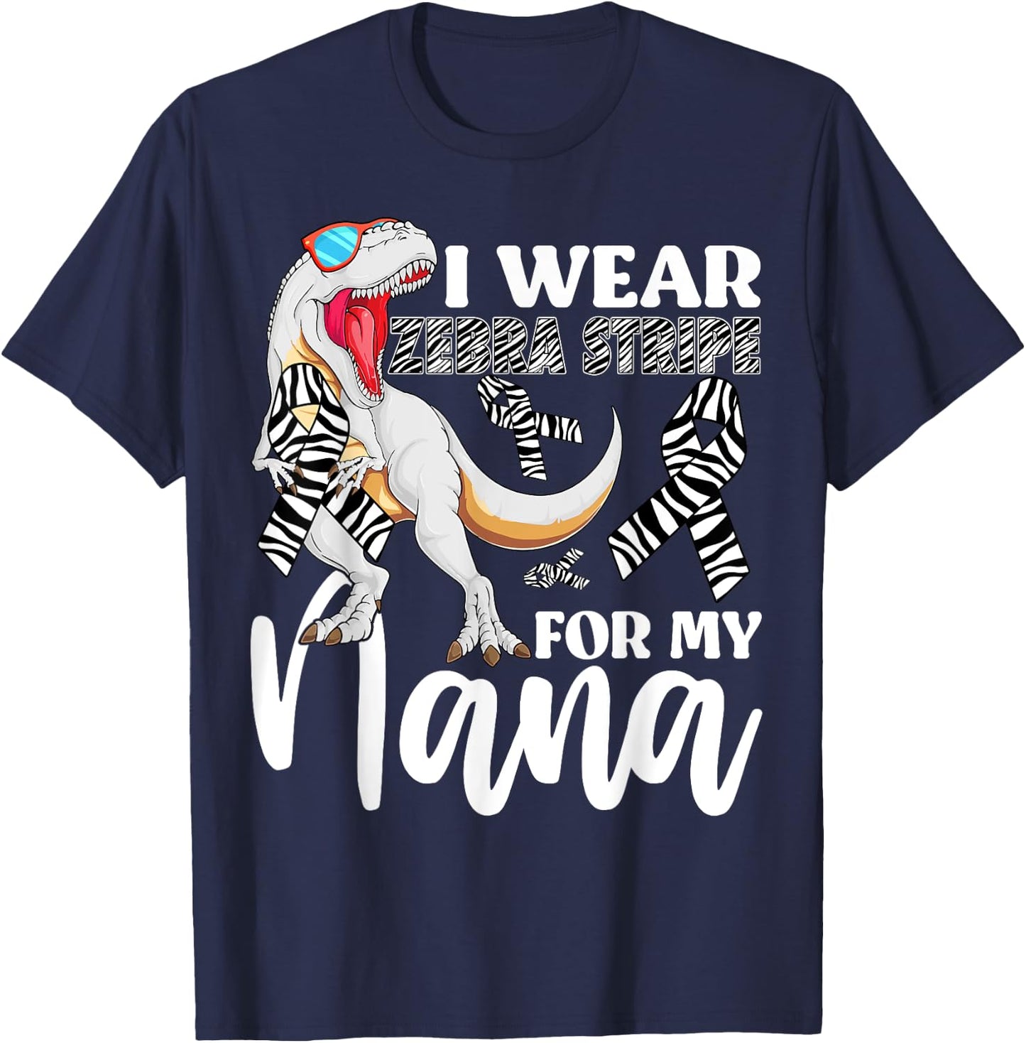I Wear Zebra Stripe For My Nana Carcinoid Cancer Awareness T-Shirt - T-Shirt | Navy