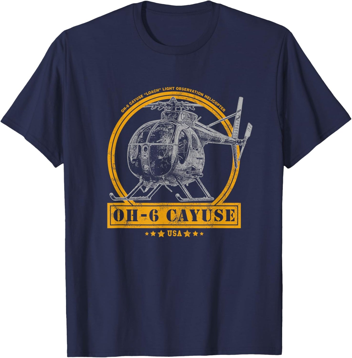 OH-6 "Loach" Cayuse Helicopter T-Shirt - T-Shirt | Navy