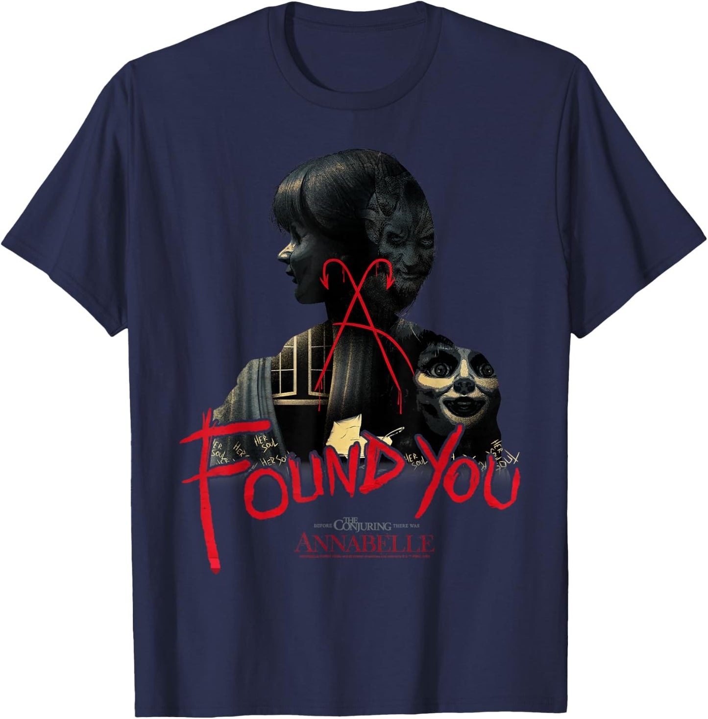 Annabelle -Adults Classic Fit Short Sleeve - Black - Small T-Shirt - T-Shirt | Navy