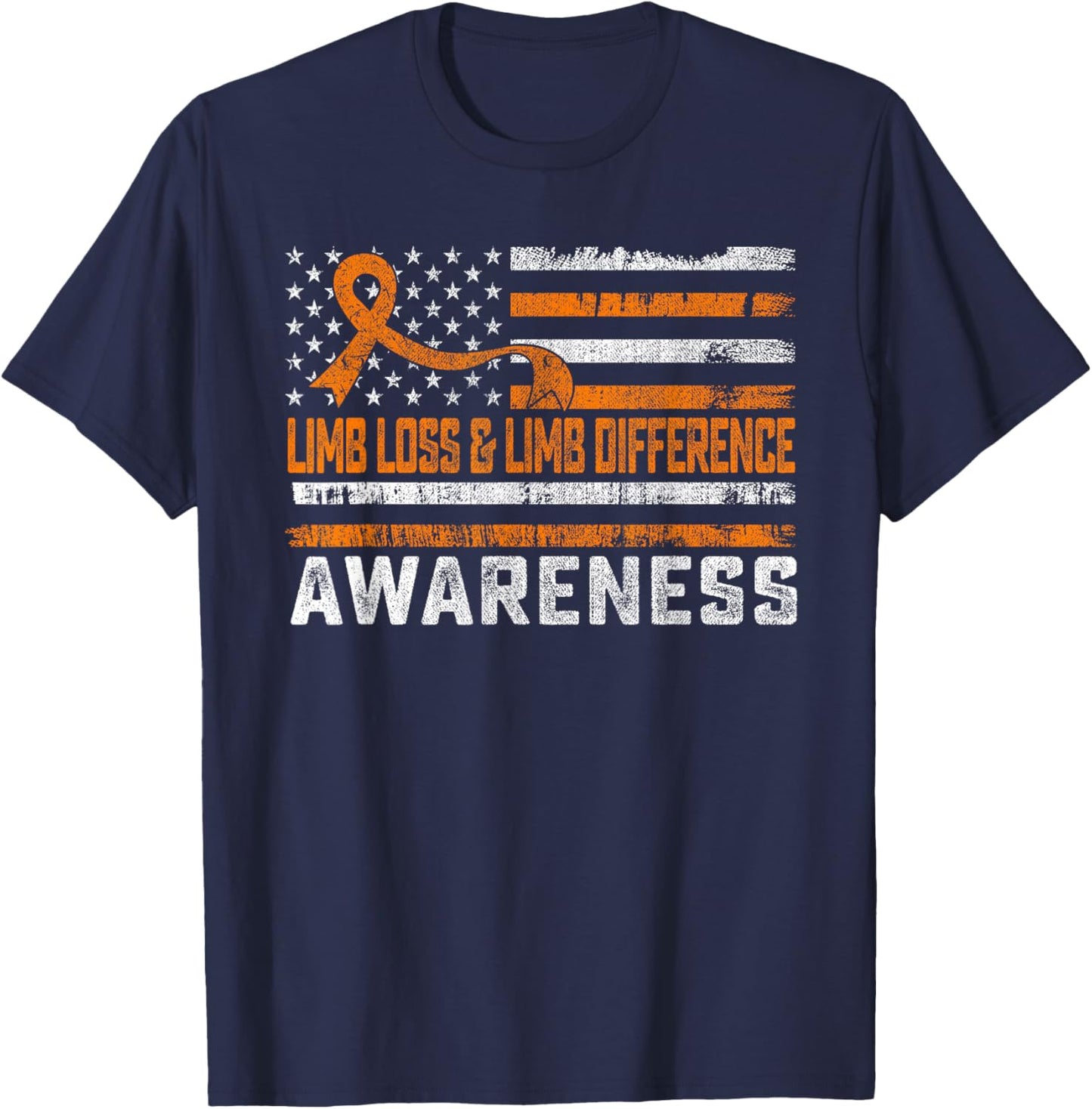 Limb Loss and Limb Difference Awareness Month USA Flag T-Shirt - T-Shirt | Navy