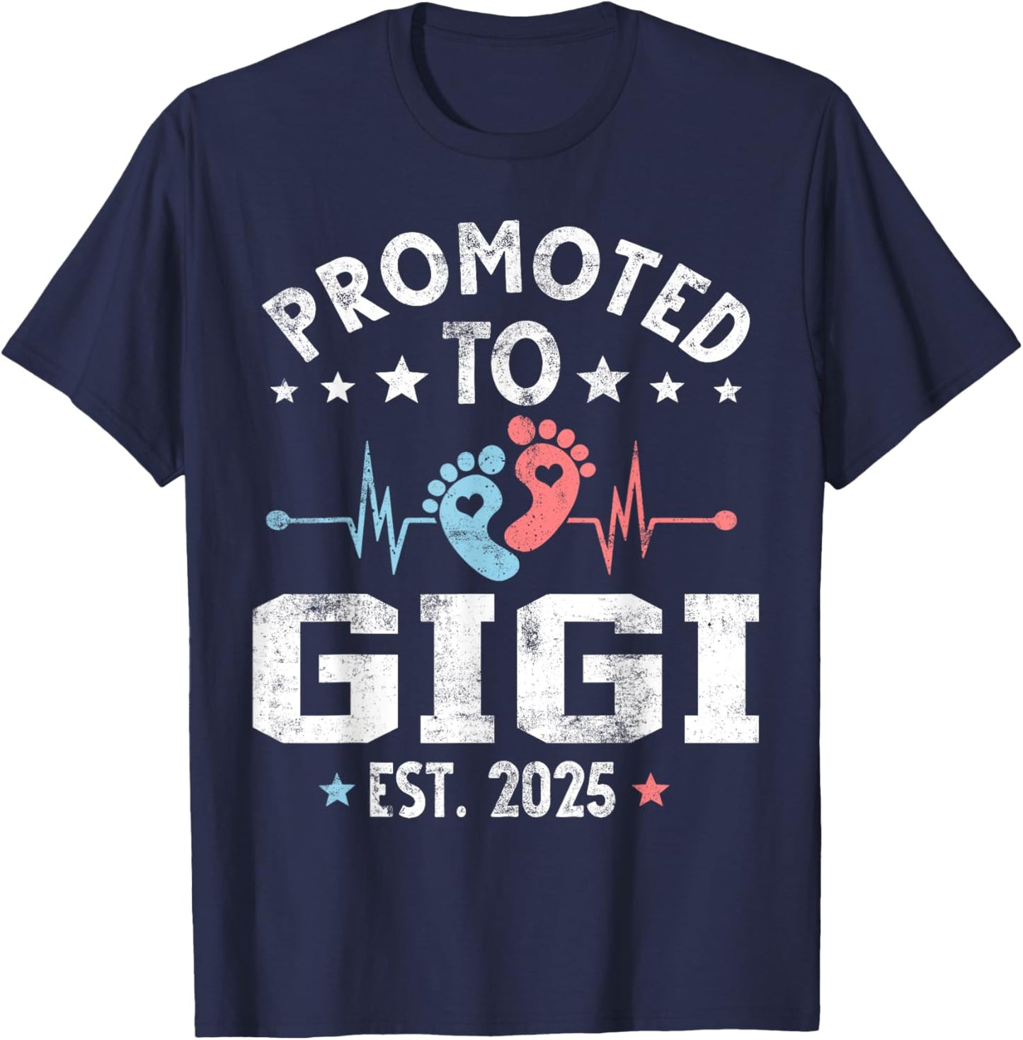 Vintage Promoted To Gigi EST. 2025 T-Shirt - T-Shirt | Navy