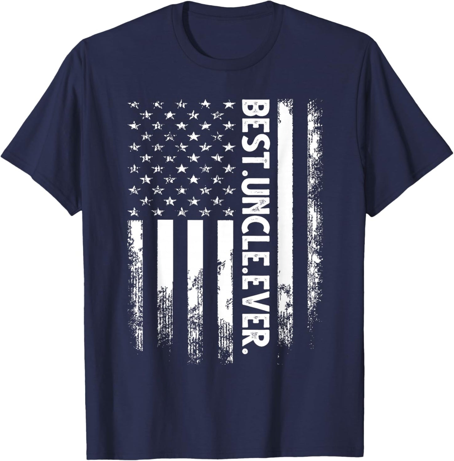Best Uncle Ever American Flag Christmas T-Shirt - T-Shirt | Navy