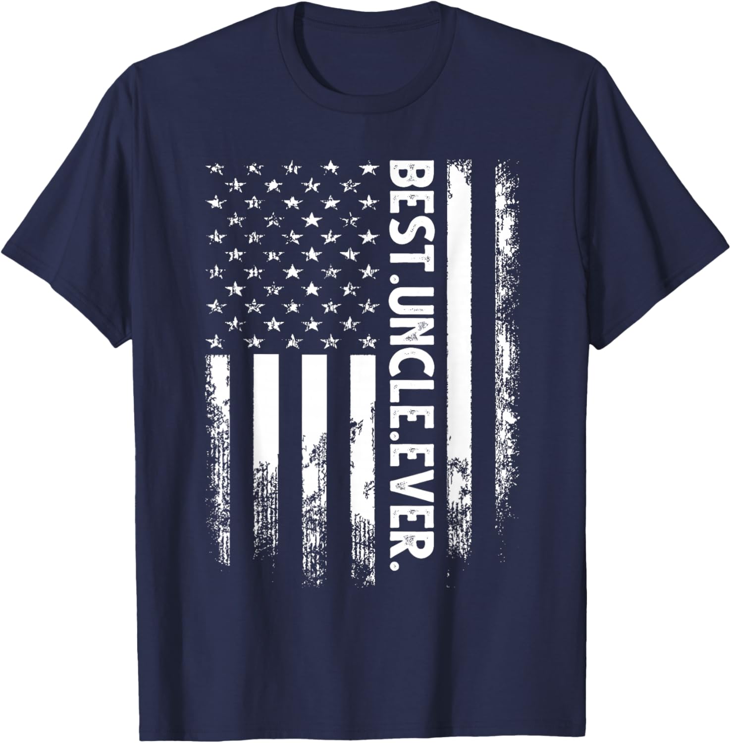 Best Uncle Ever American Flag Christmas T-Shirt - T-Shirt | Navy