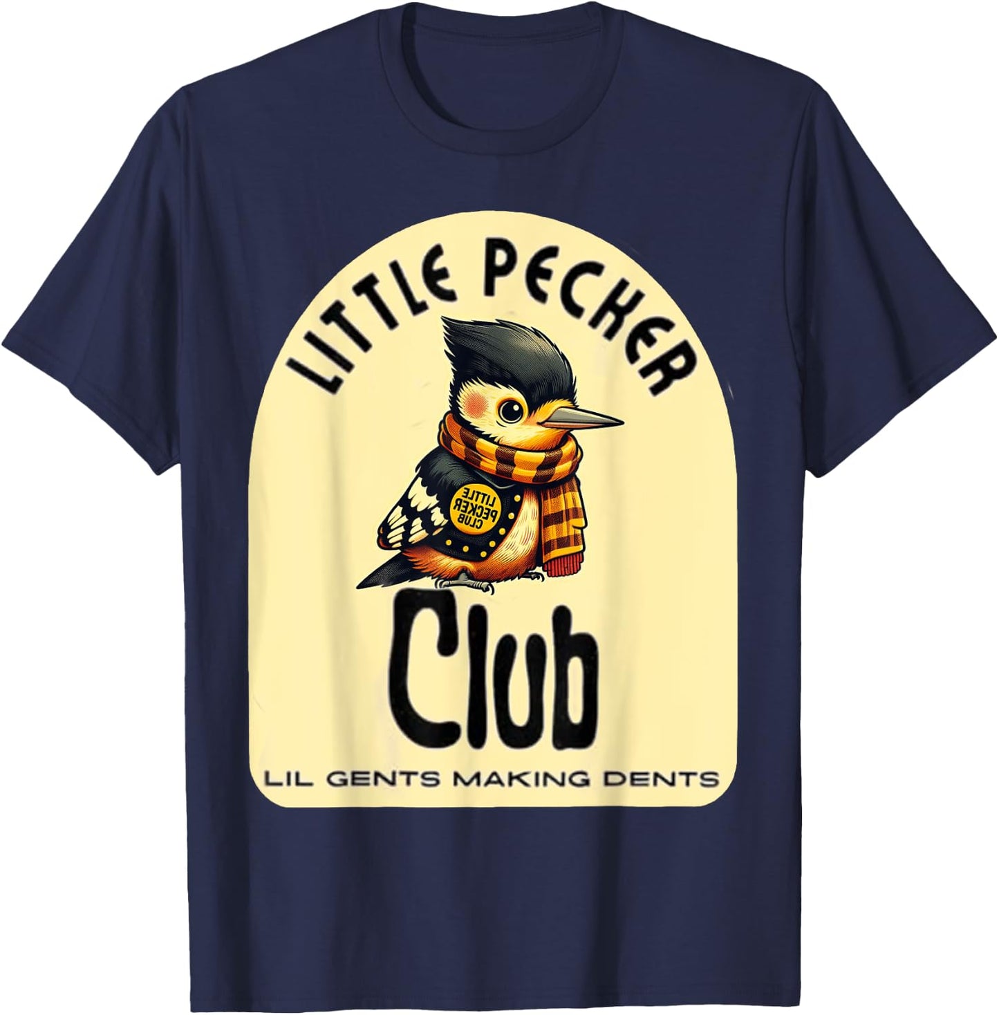 Little Pecker Club Hilarious Woodpecker Meme T-Shirt - T-Shirt | Navy