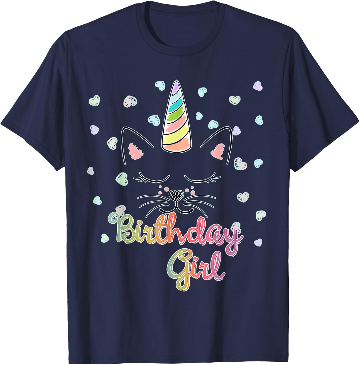Caticorn Unicat Birthday Party Girl Shirt T-Shirt - T-Shirt | Navy