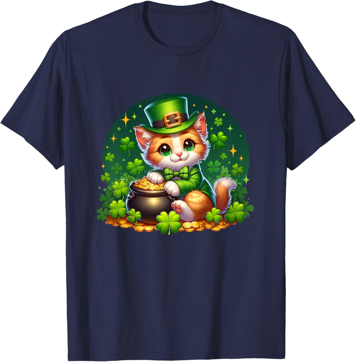 Kids St. Patrick's Day Cat Leprechaun Kitten Irish Toddler Girls T-Shirt - T-Shirt | Navy