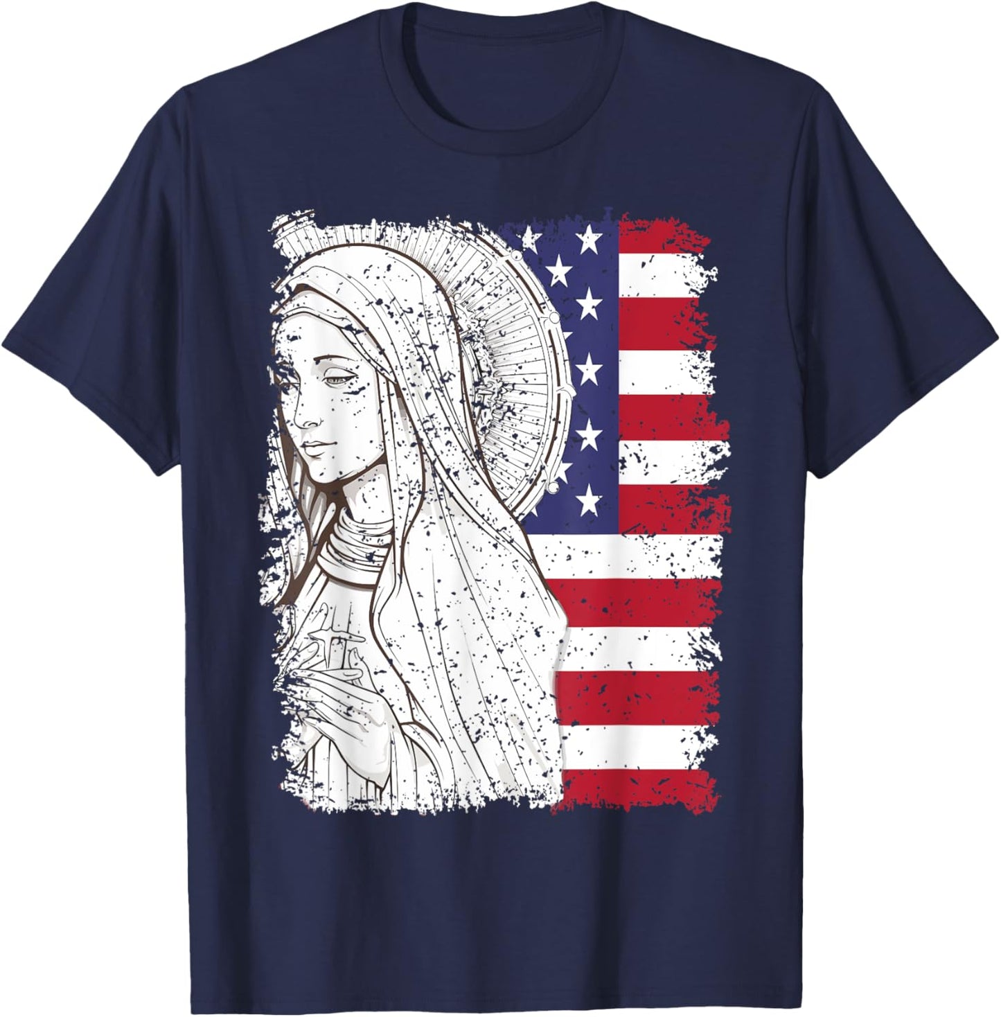Our Lady of Fatima USA Flag T-Shirt - T-Shirt | Navy