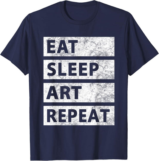 Art Painting Artist Gift Eat Sleep Art T-Shirt - T-Shirt | Navy