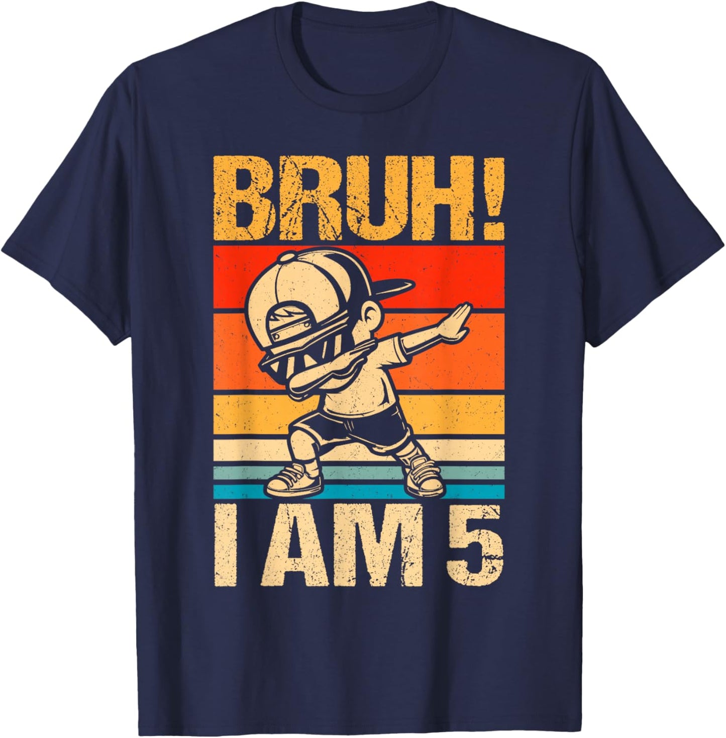 5 Year Old Birthday Dabbing Boy Bruh It's My 5th Birthday T-Shirt - T-Shirt | Navy