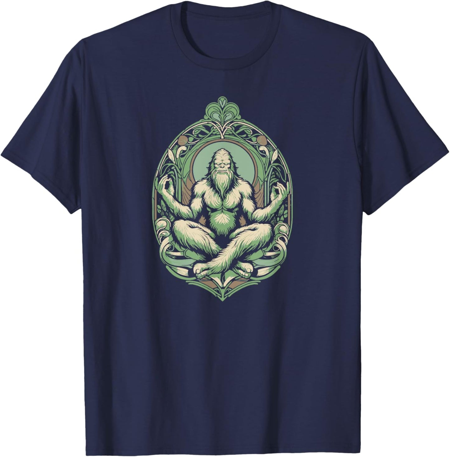 Mindful Sasquatch - Bigfoot Yoga Meditation T-Shirt - T-Shirt | Navy
