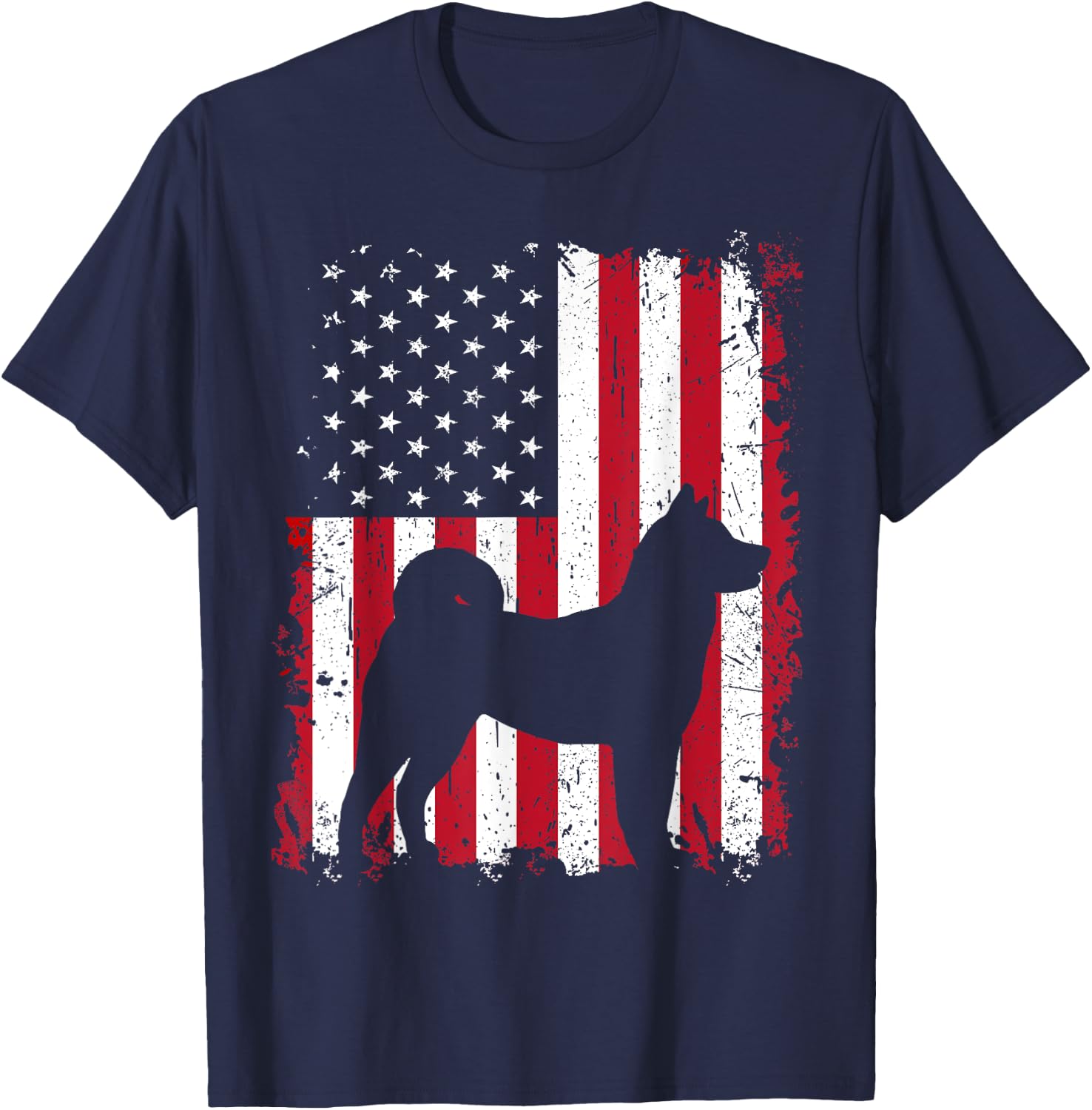 Akita 4th of July Patriotic American USA Flag Gift Women Kids Men T-Shirt - T-Shirt | Navy
