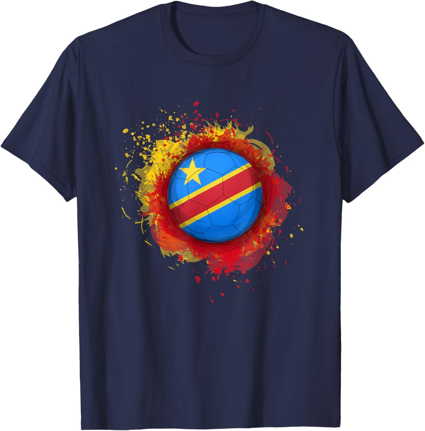 Proud Heritage Democratic Republic of the Congo Flag Soccer T-Shirt - T-Shirt | Navy