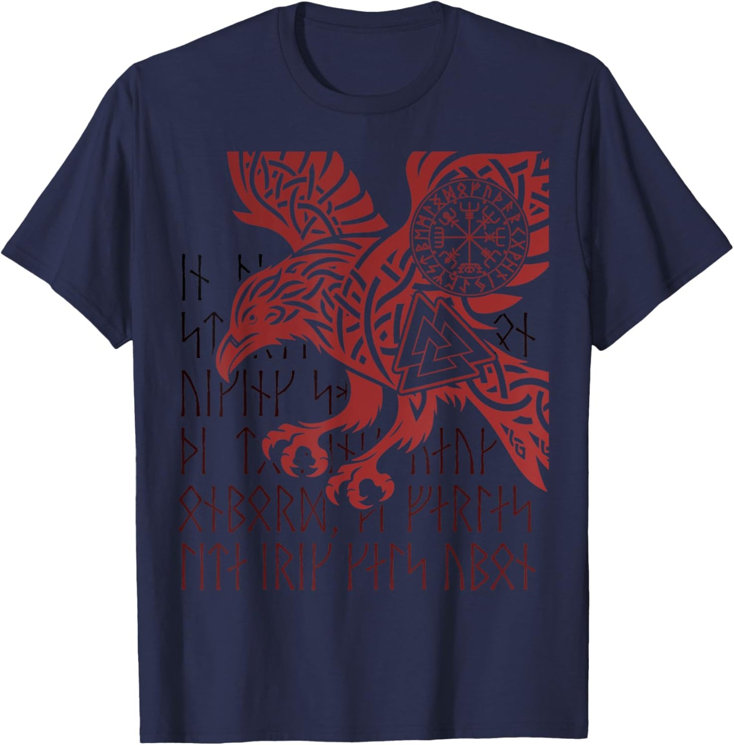 Odin's Raven, Viking Compass, Valknut & Runes Viking Warrior T-Shirt - T-Shirt | Navy