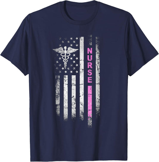 NURSE Squad Vintage Flag I Survived Nursing School RN Team T-Shirt - T-Shirt | Navy