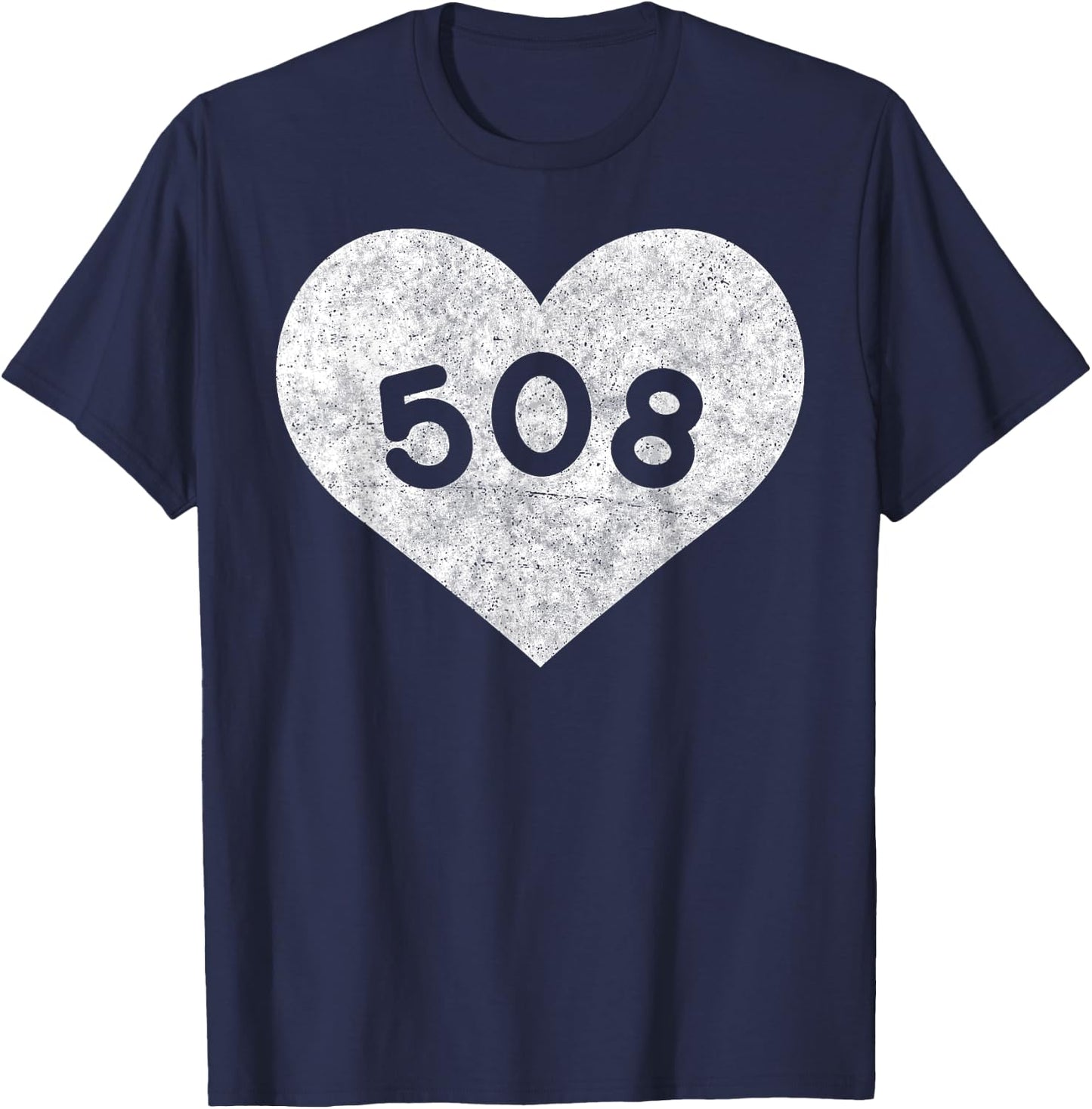 Massachusetts Area Code 508 Heart Shirt State Gift T-Shirt - T-Shirt | Navy