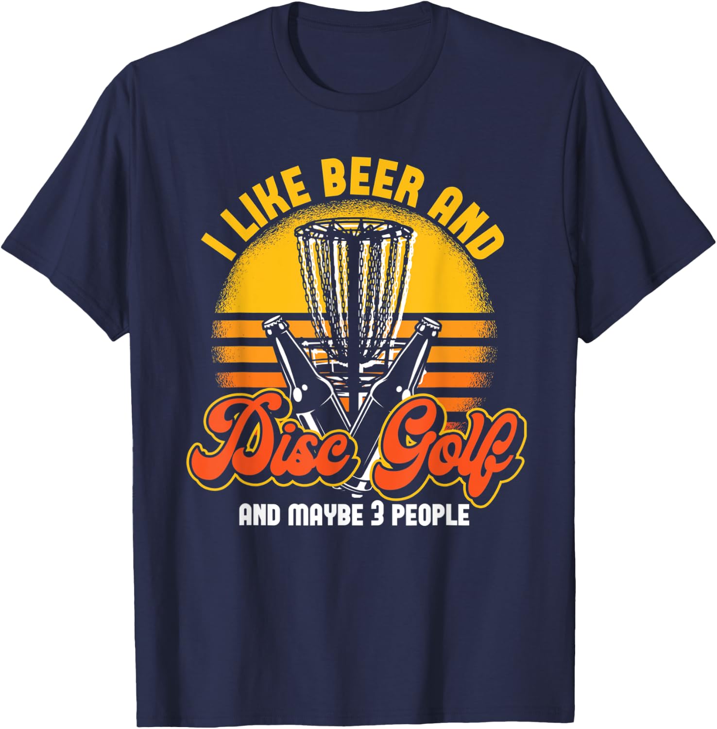Beer Drinking Party Stupid Tree Frisbee Golfer Disc Golf T-Shirt - T-Shirt | Navy
