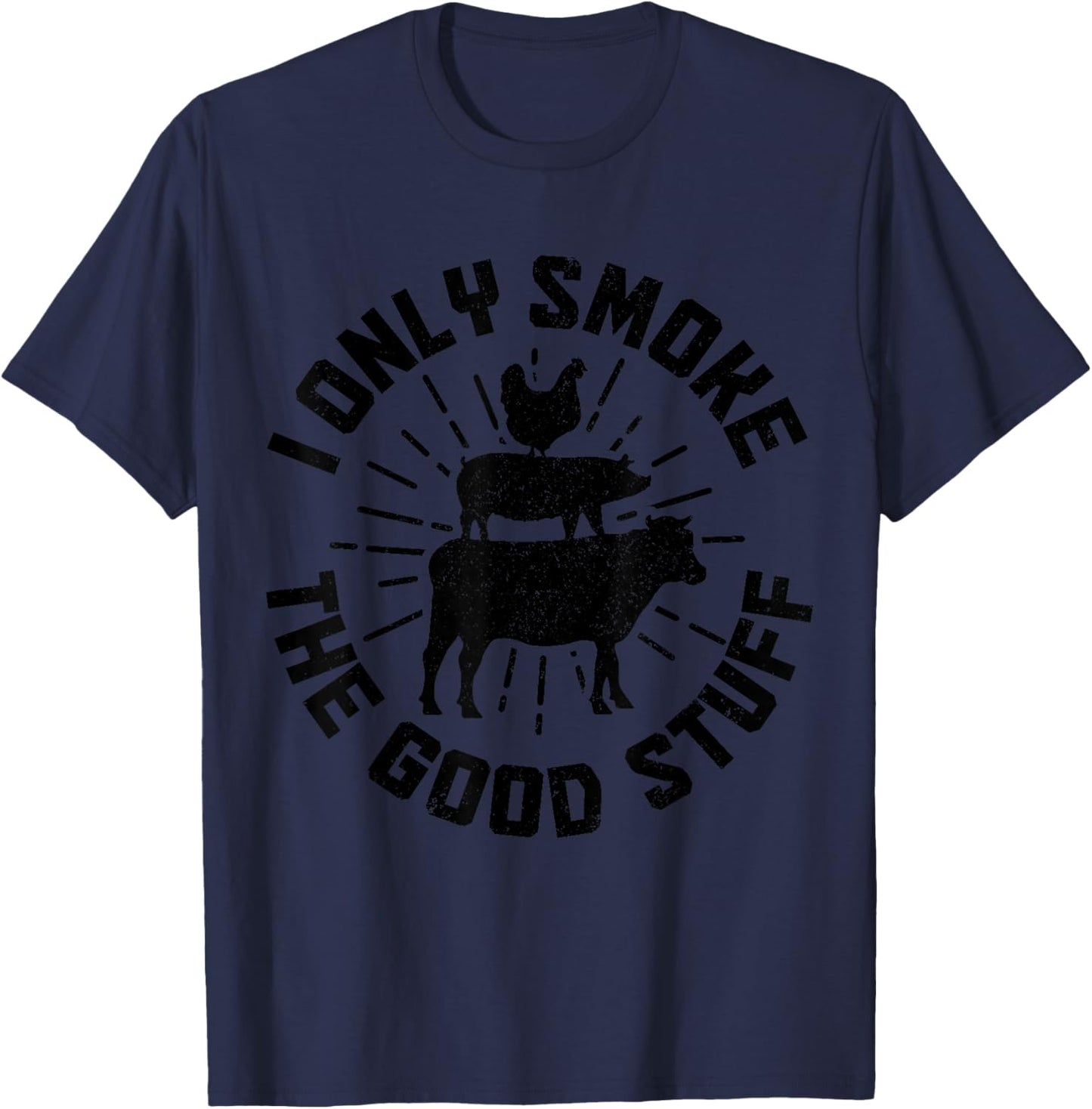 BBQ Meat Smoking Smoker Grill Grilling Chef Funny T-Shirt - T-Shirt | Navy