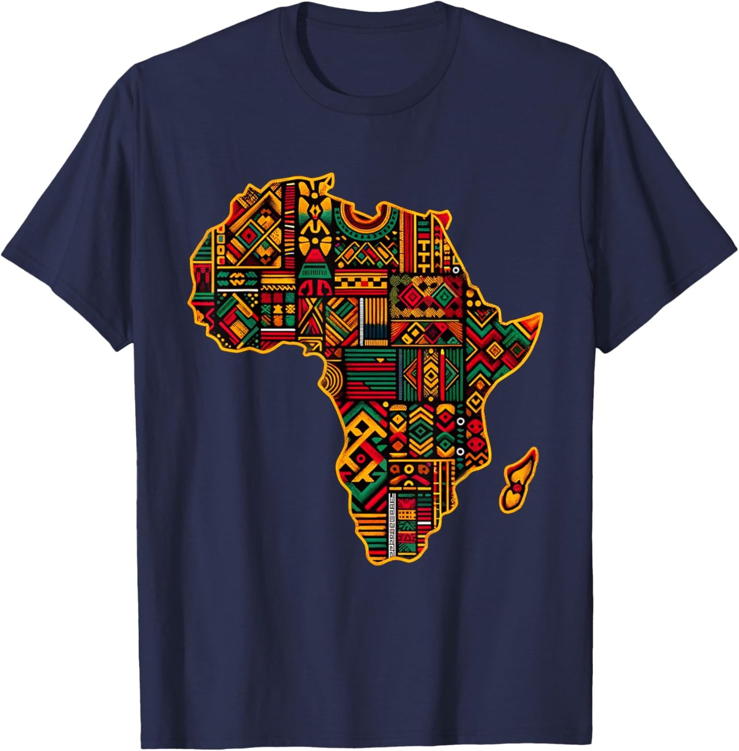 Cool Colorful Africa Map Men Women Kente African Lover T-Shirt - T-Shirt | Navy