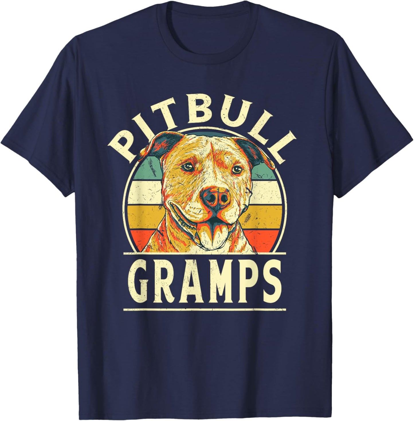 Pitbull Gramps Retro Grandma Vintage Grandmom Dog Breed T-Shirt - T-Shirt | Navy