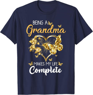 Being A Grandma Makes My Life Complete Announcement Funny T-Shirt - T-Shirt | Navy