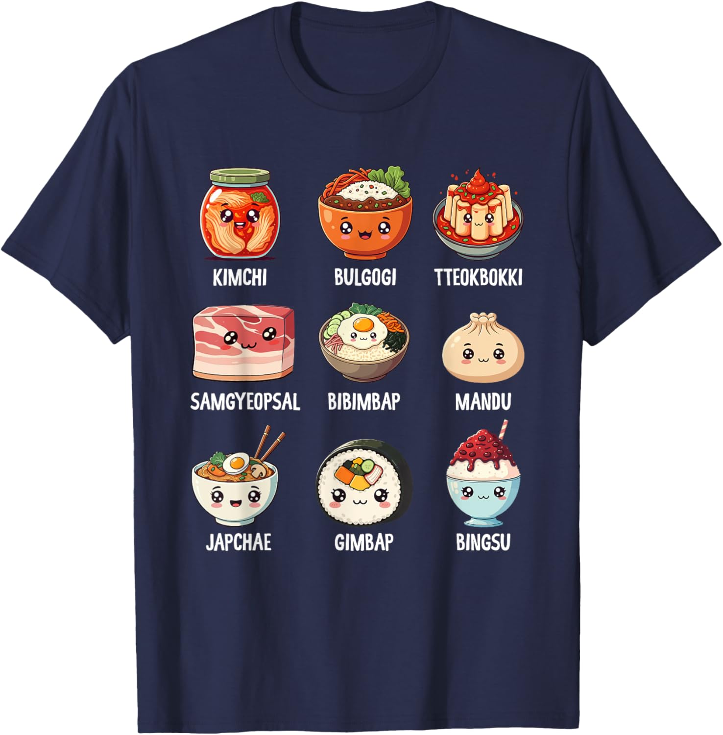 Cute Korean Food Kawaii Design for Food Lovers T-Shirt - T-Shirt | Navy