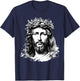 Face of Jesus Christ Crown of Thorns Catholic Faith T-Shirt - T-Shirt | Navy