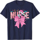 Coquette Nurse Christmas Nursing Pink Tone Bow Xmas Plaid T-Shirt - T-Shirt | Navy
