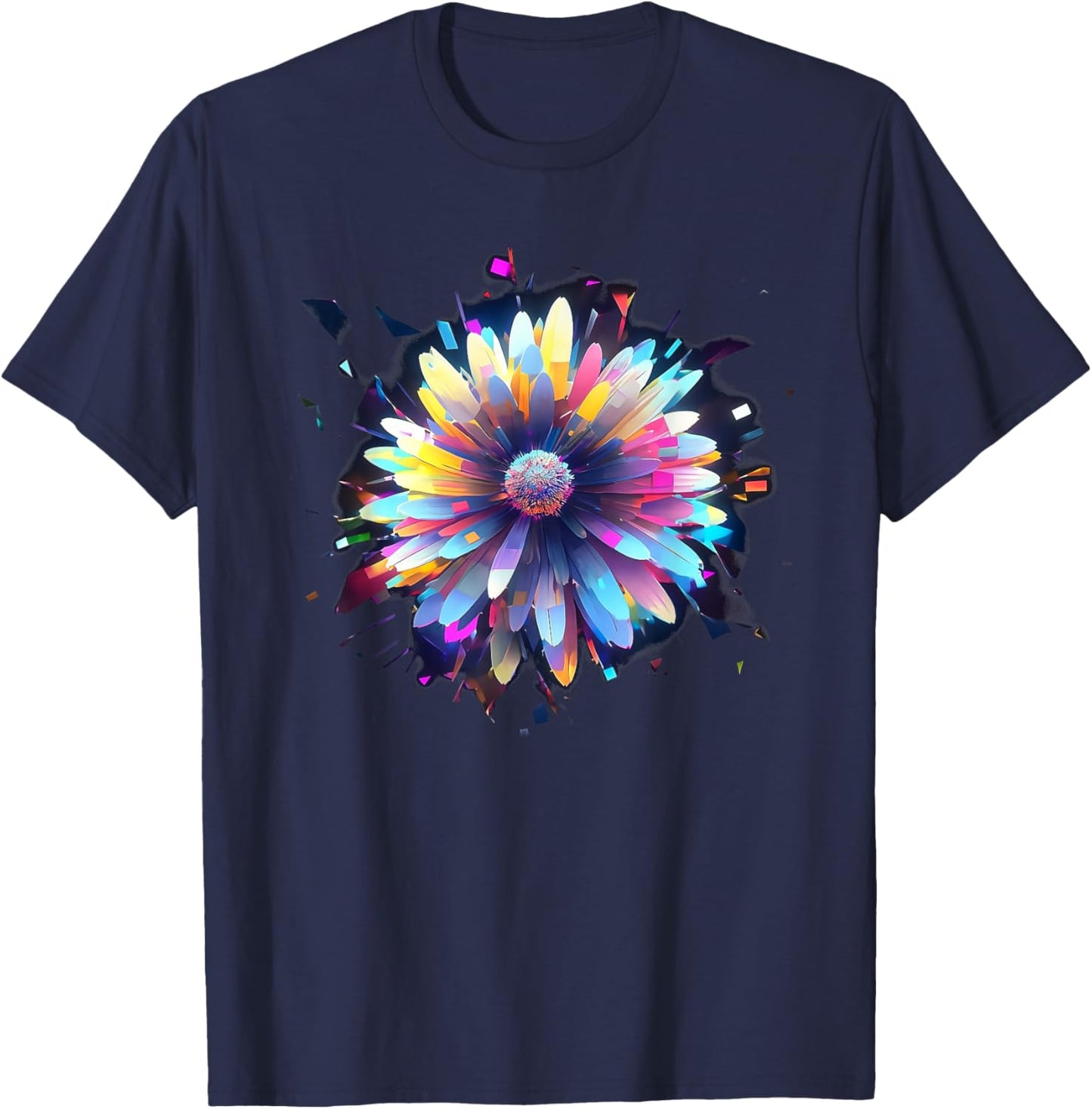 Flowers, Daisy, Art, Color, Love, Cute, Abstract, Fashion T-Shirt - T-Shirt | Navy