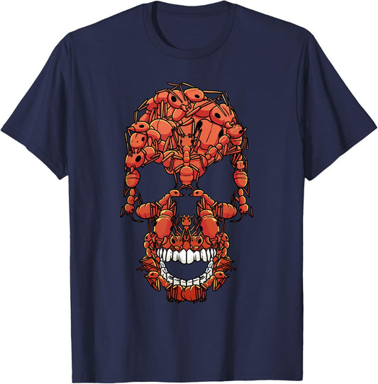 Funny Red Fire Ant | Ant Skull T-Shirt - T-Shirt | Navy
