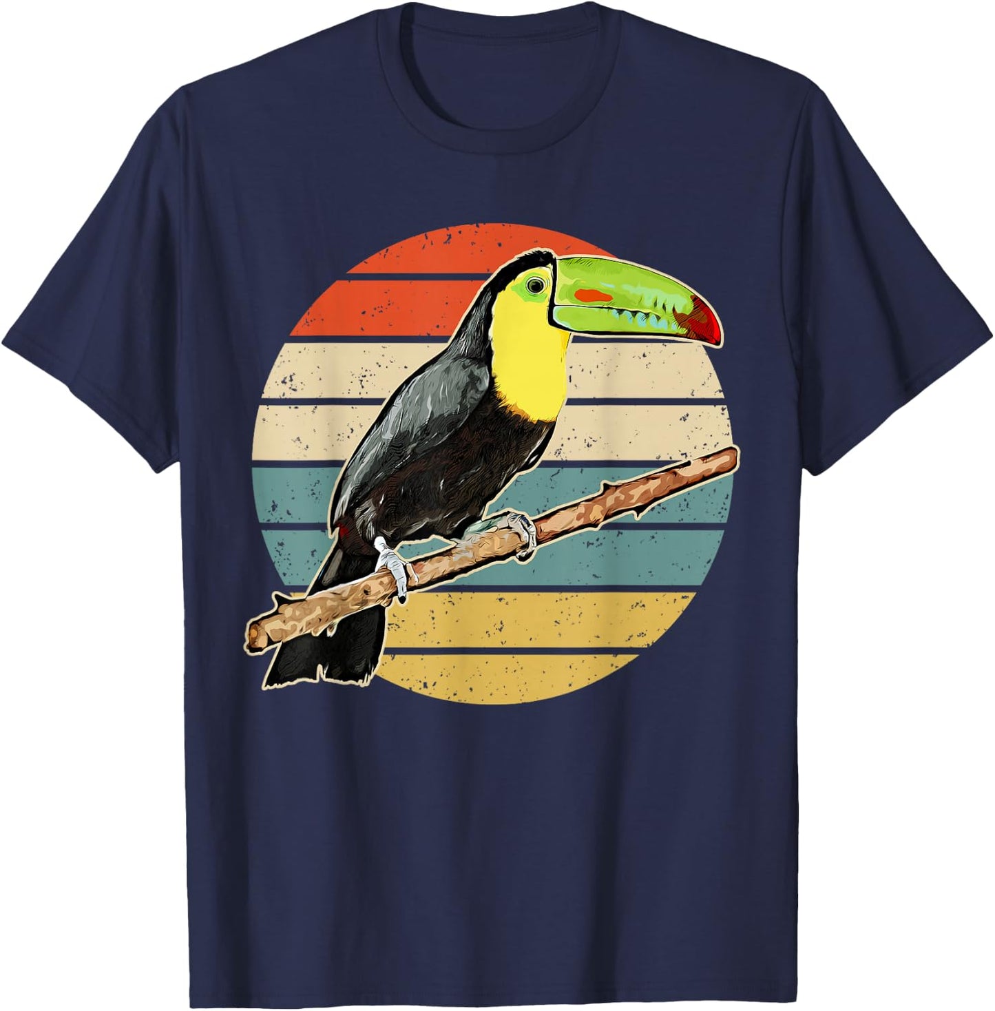Retro Toucan Vintage Distressed Style Toucan T-Shirt - T-Shirt | Navy