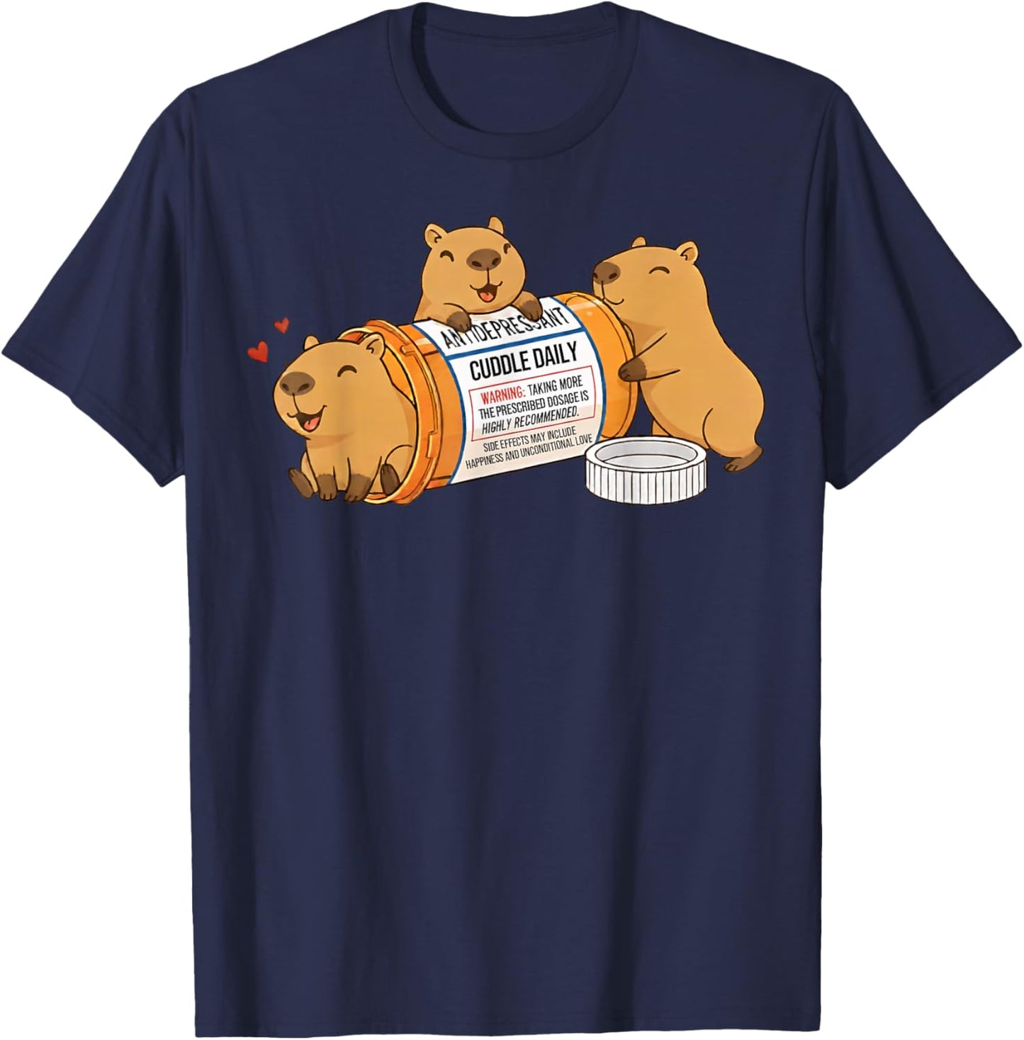 Funny Capybara Anti Depressant Zoo Boys Girls Kids T-Shirt - T-Shirt | Navy