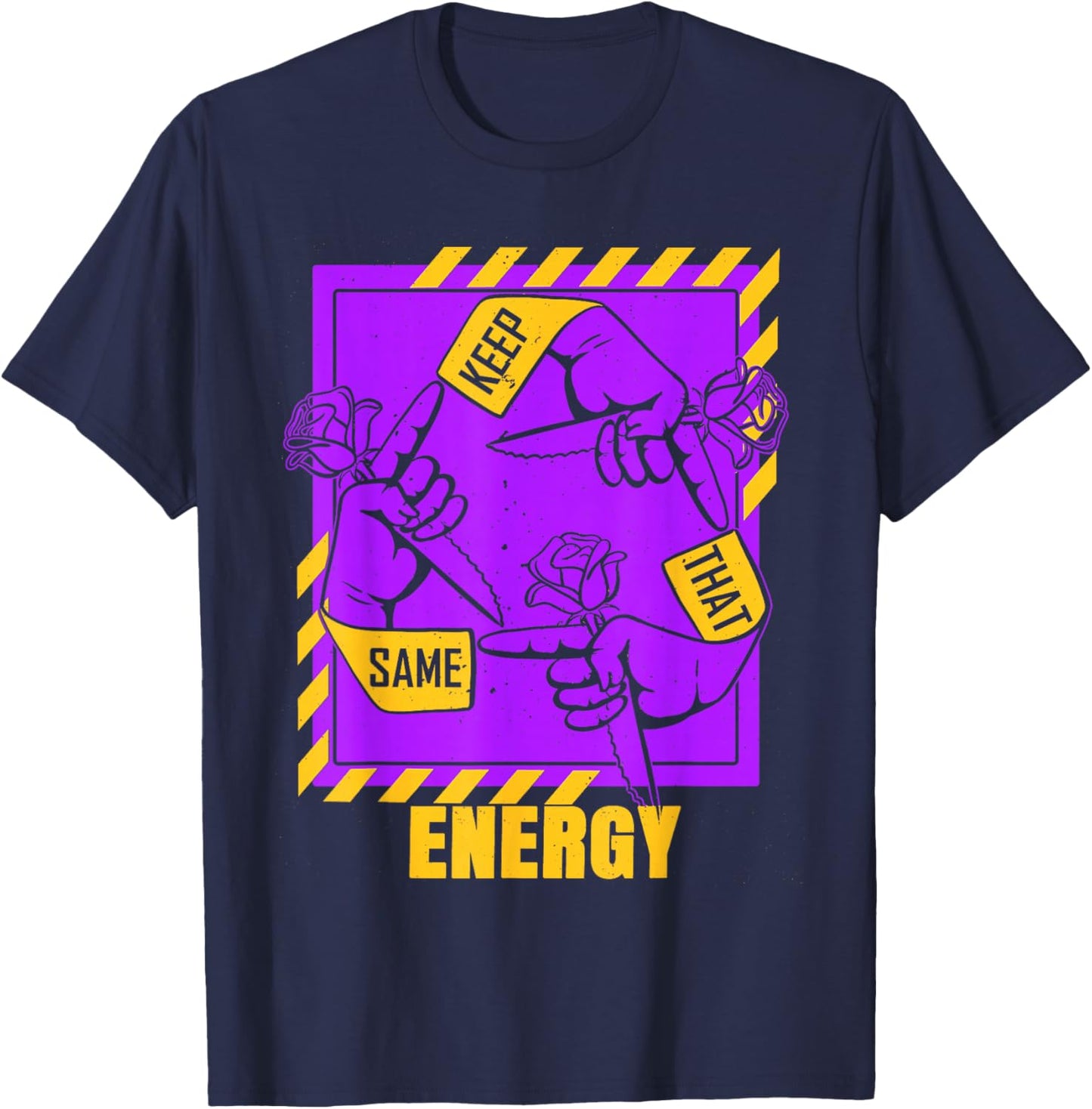 Purple and Golds Keep That Same Energy Graphic T-Shirt - T-Shirt | Navy