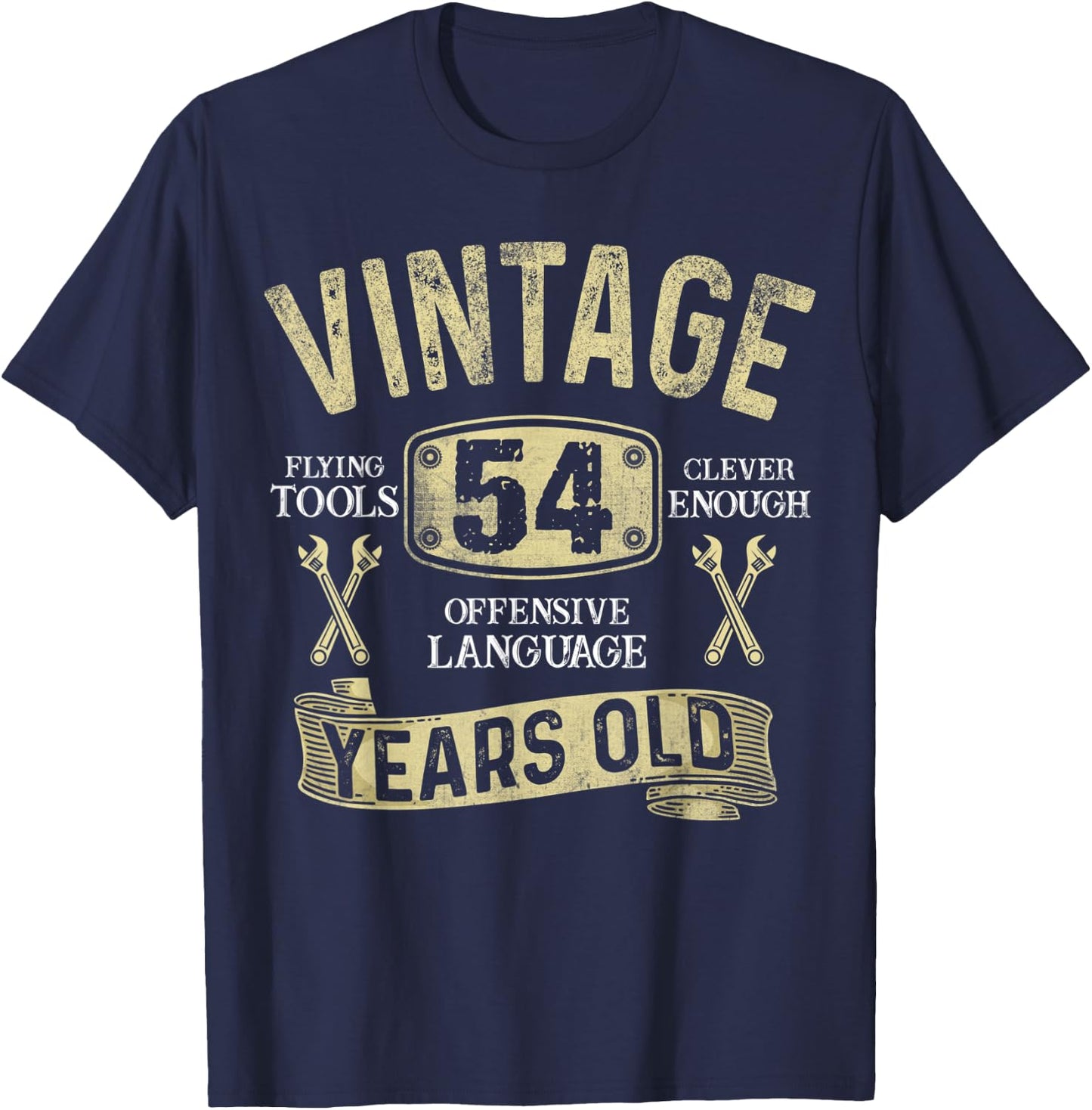 54th Birthday Vintage Mechanic Dad Men Turning 54 Years Old T-Shirt - T-Shirt | Navy