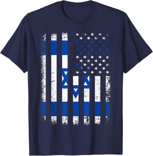 Israelis American Flag Israel America Pride Heritage Women Kids Men T-Shirt - T-Shirt | Navy