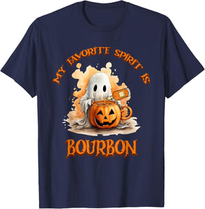 Bourbon My Favorite Spirit Is Bourbon Happy Halloween Boo T-Shirt - T-Shirt | Navy