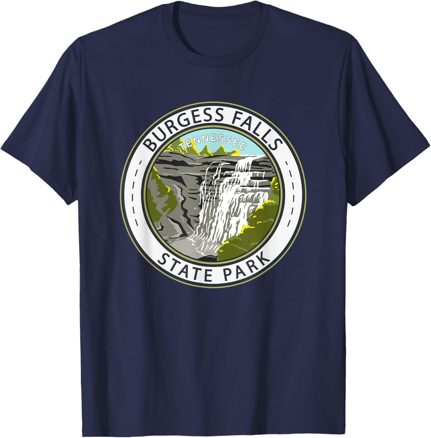 Burgess Falls State Park Tennessee Badge Vintage T-Shirt - T-Shirt | Navy