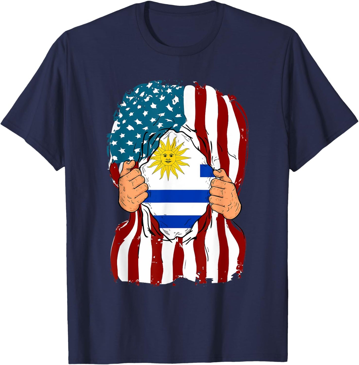Uruguay Flag Inside Me Home Pride Uruguayan American Gift T-Shirt - T-Shirt | Navy