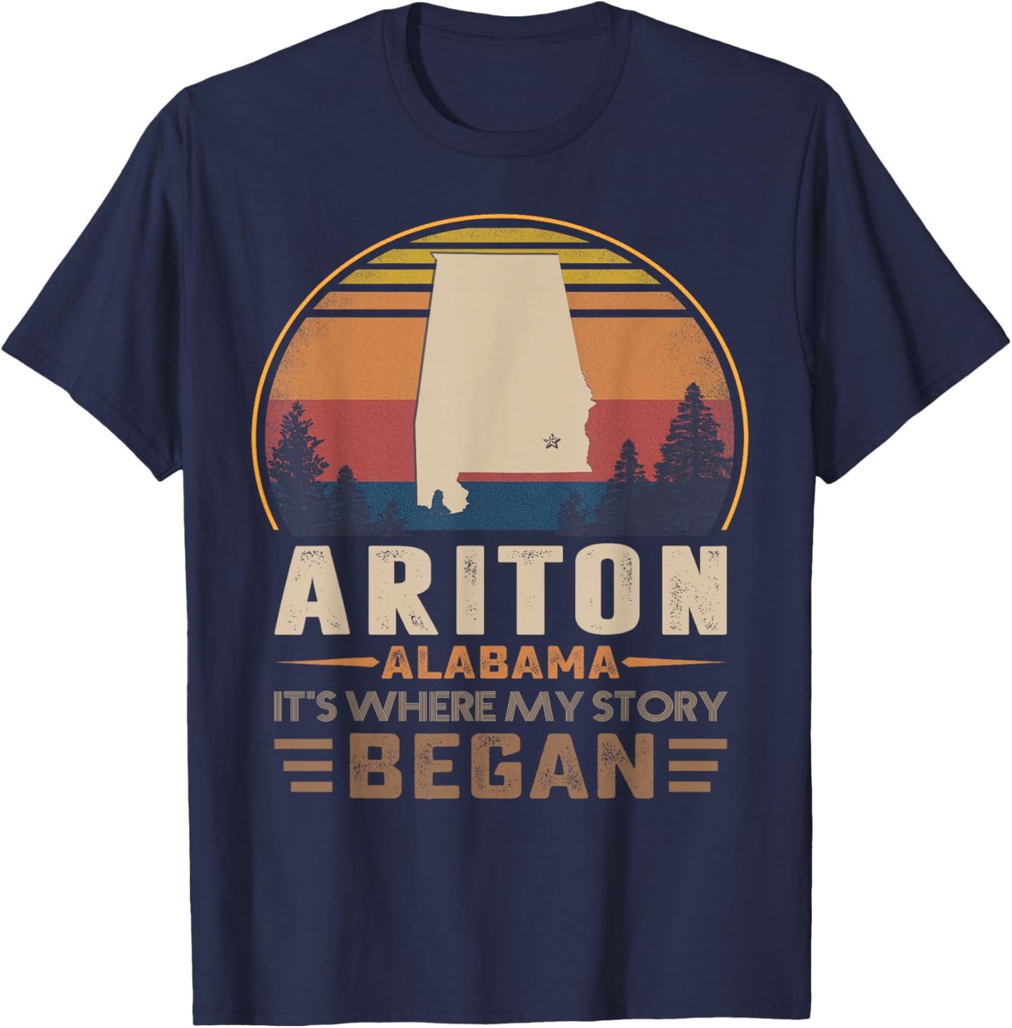 Vintage Ariton Alabama Homtown My Story Began T-Shirt - T-Shirt | Navy
