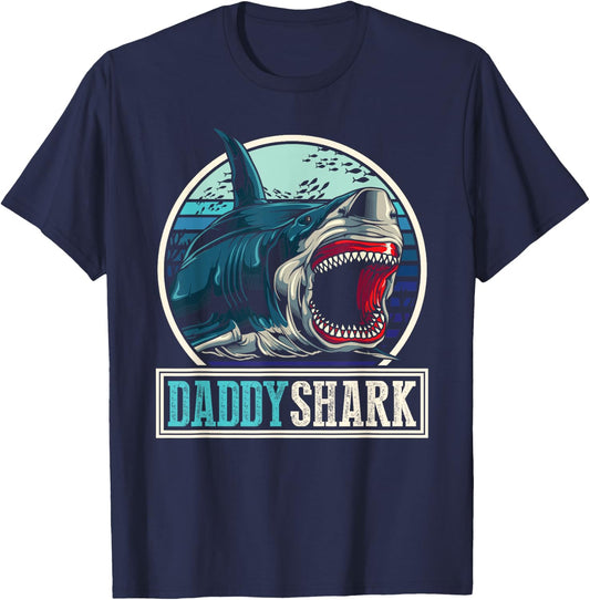 Dad Animal Sea Monster Fathers Day Gift Predator Daddy Shark T-Shirt - T-Shirt | Navy
