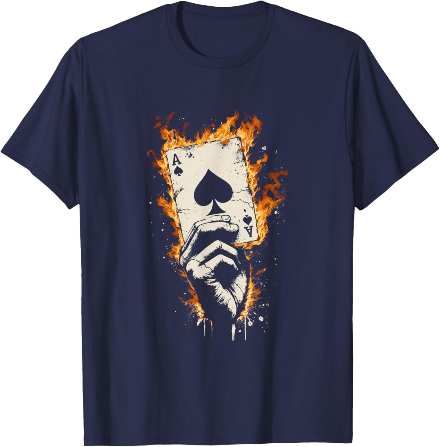 Ace Of Spades Burning - Vintage Favorite Card Game Lover T-Shirt - T-Shirt | Navy