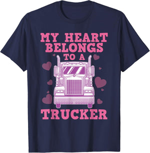 Cool Truckers Wife Gift Funny Truck Driver Girl T-Shirt - T-Shirt | Navy