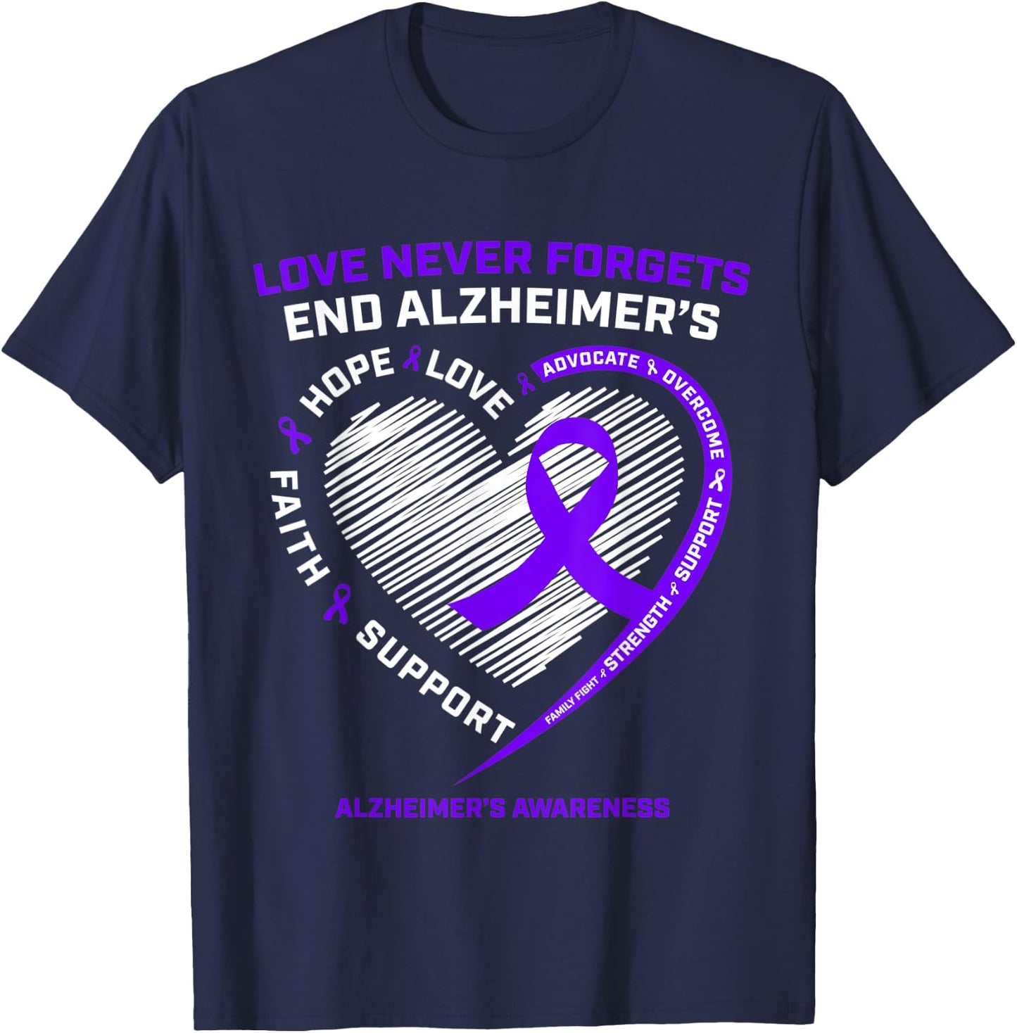 Purple End Alzheimers Awareness Shirts Gift Men Women T-Shirt - T-Shirt | Navy