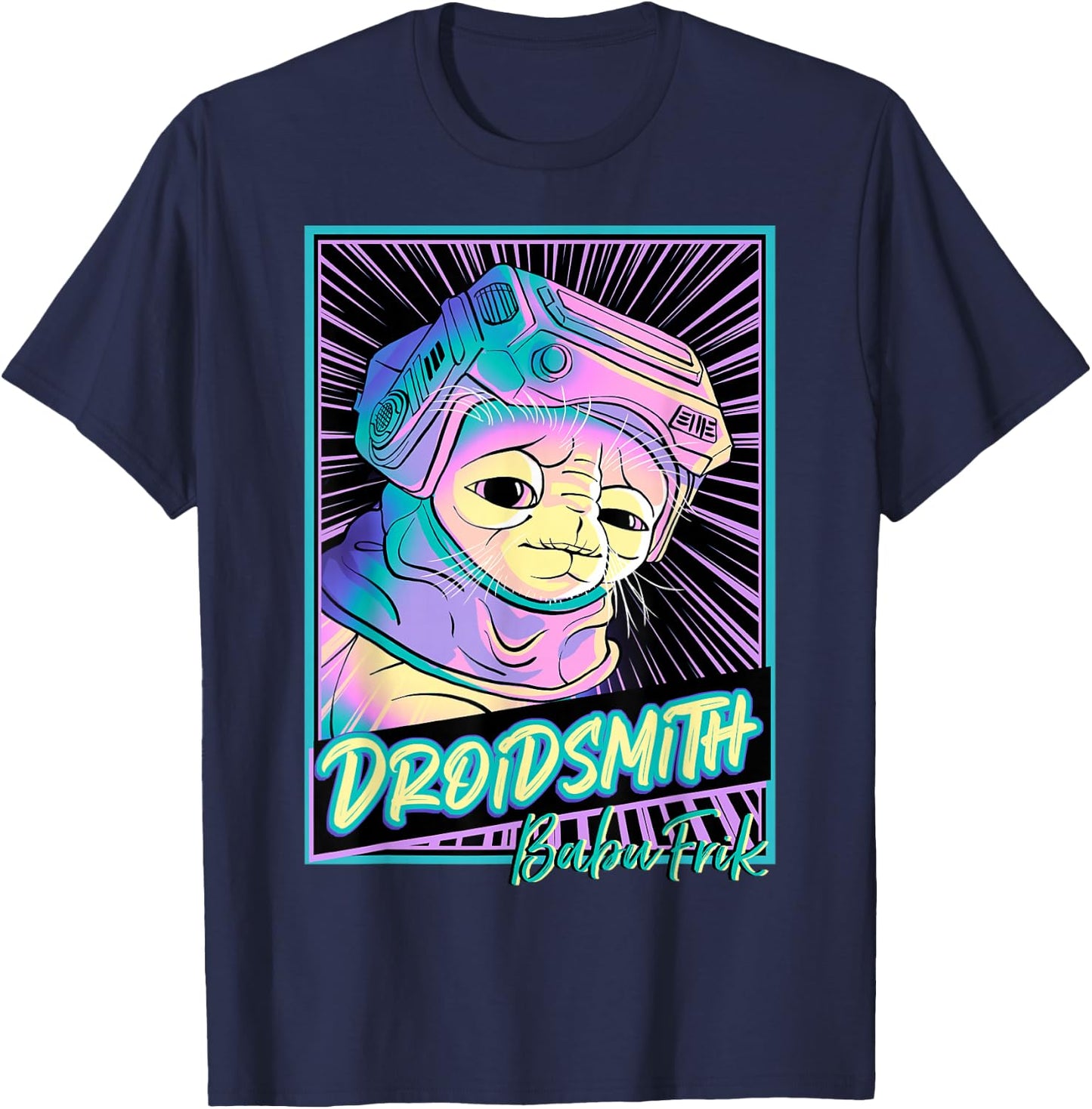 Star Wars: The Rise Of Skywalker Babu Frik Neon Poster T-Shirt - T-Shirt | Navy