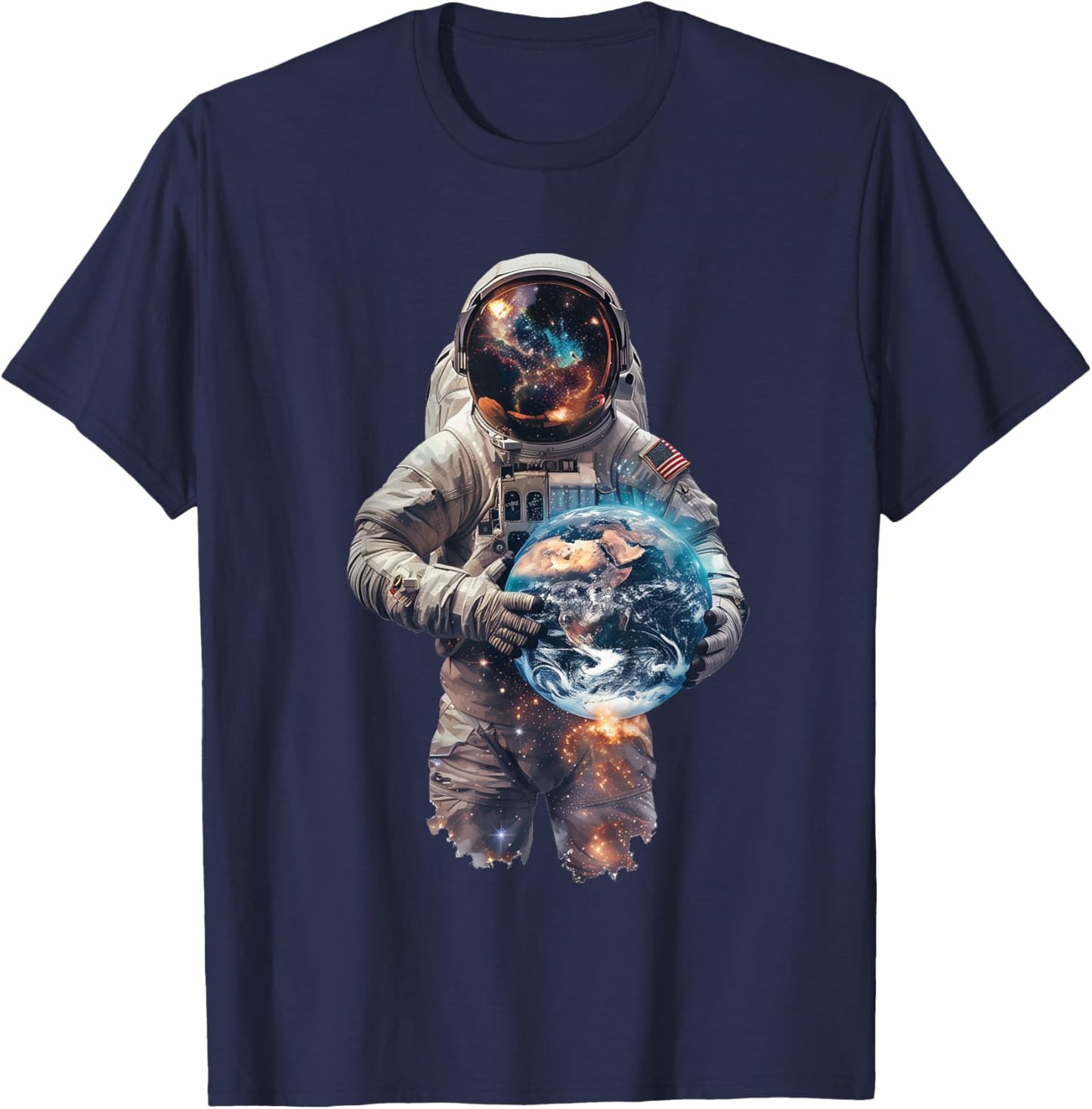 Astronaut Holds Earth in Space T-Shirt - T-Shirt | Navy