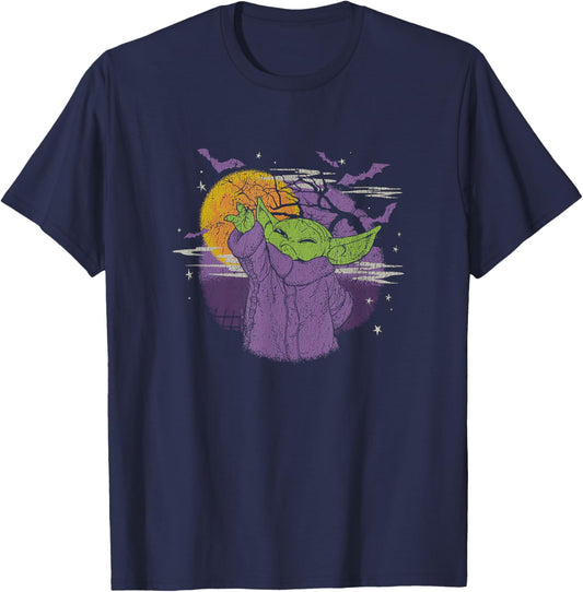 Star Wars: The Mandalorian Halloween Grogu Night Distressed T-Shirt - T-Shirt | Navy
