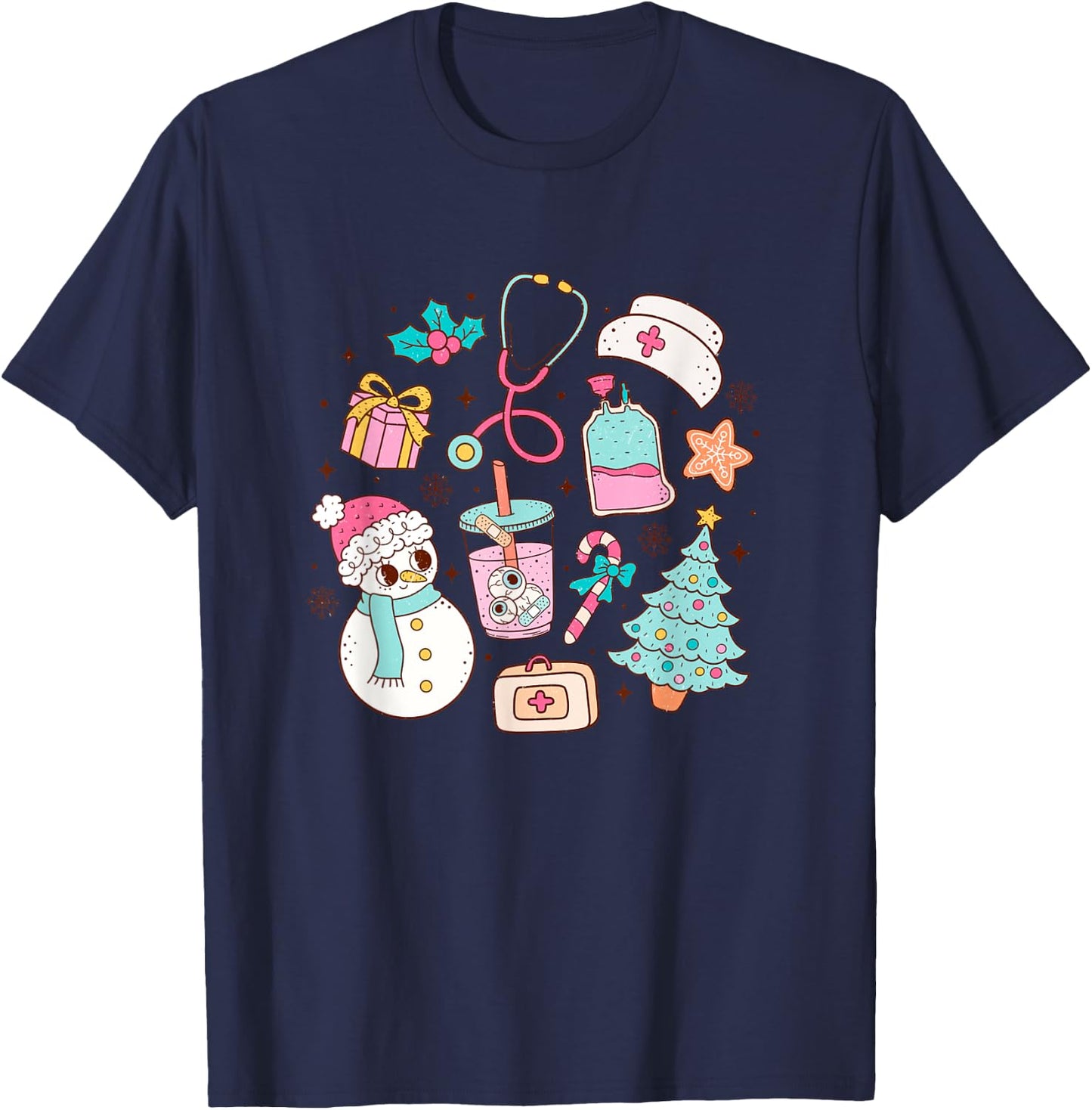 Cute Matching Christmas Nurse Medical T-Shirt - T-Shirt | Navy