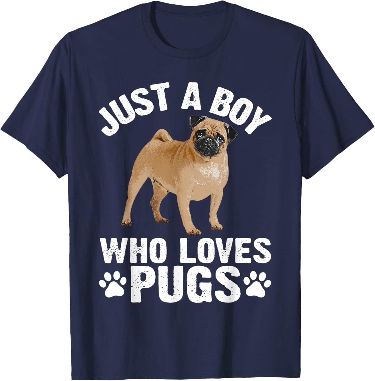 Funny Pug Design Boys Pet Dog Breed Puppy Pug Lovers T-Shirt - T-Shirt | Navy