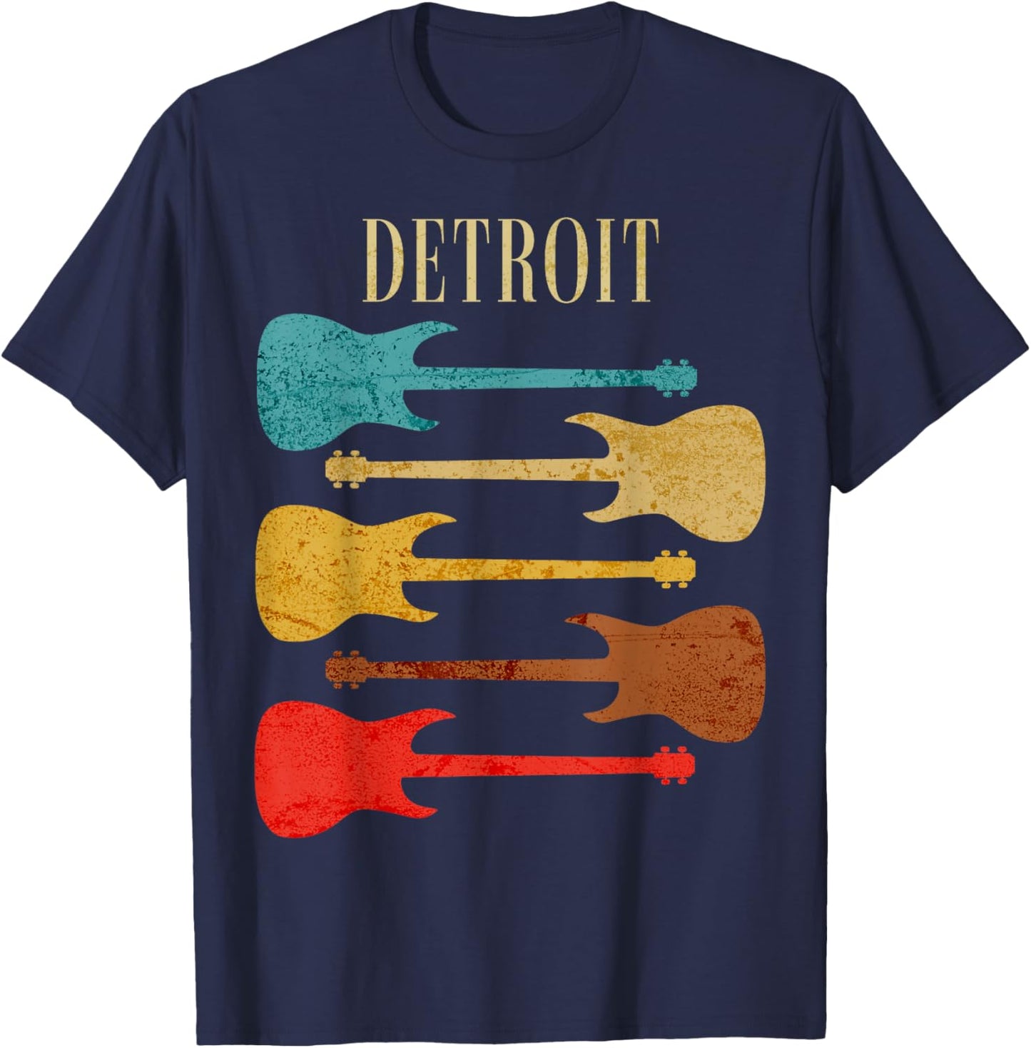 Detroit Concert Rock Music Festival Guitars Michigan T-Shirt - T-Shirt | Navy
